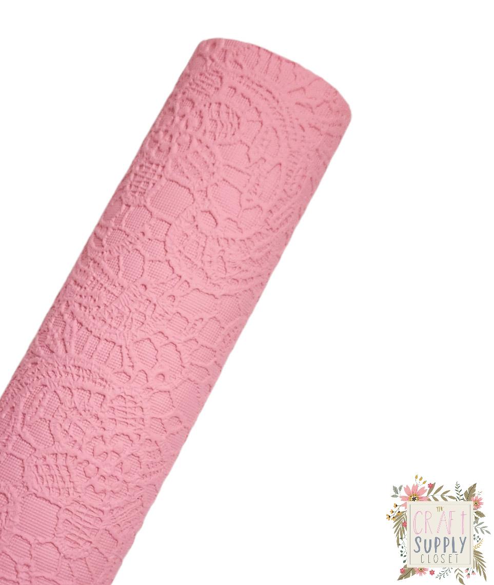 Pink Butter Lace 9x12 faux leather sheet