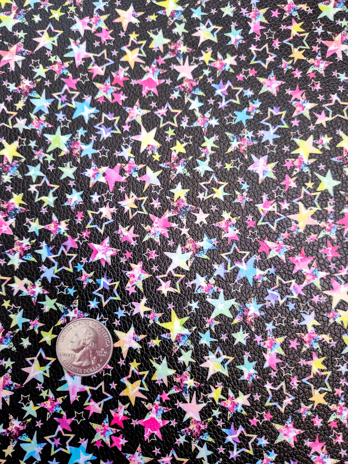 Neon Stars 9x12 faux leather sheet