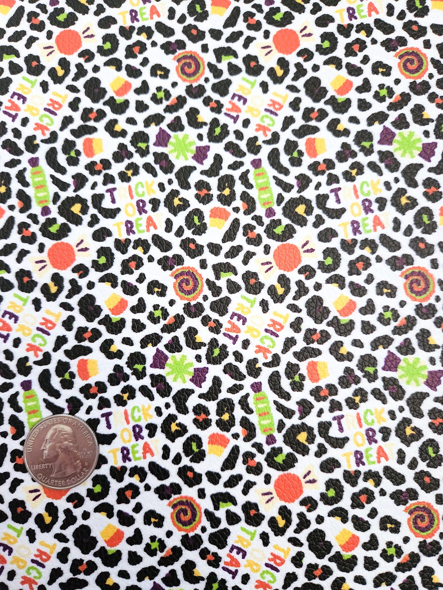 Cheetah Trick or Treat 9x12 faux leather sheet