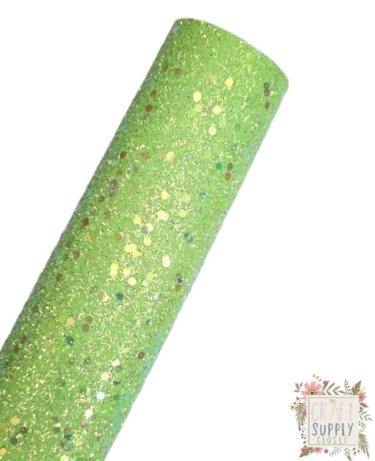 Sparkly Light Green Chunky Glitter 9x12 faux leather sheet