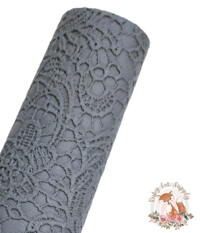 Gray Butter Lace 9x12 faux leather sheet