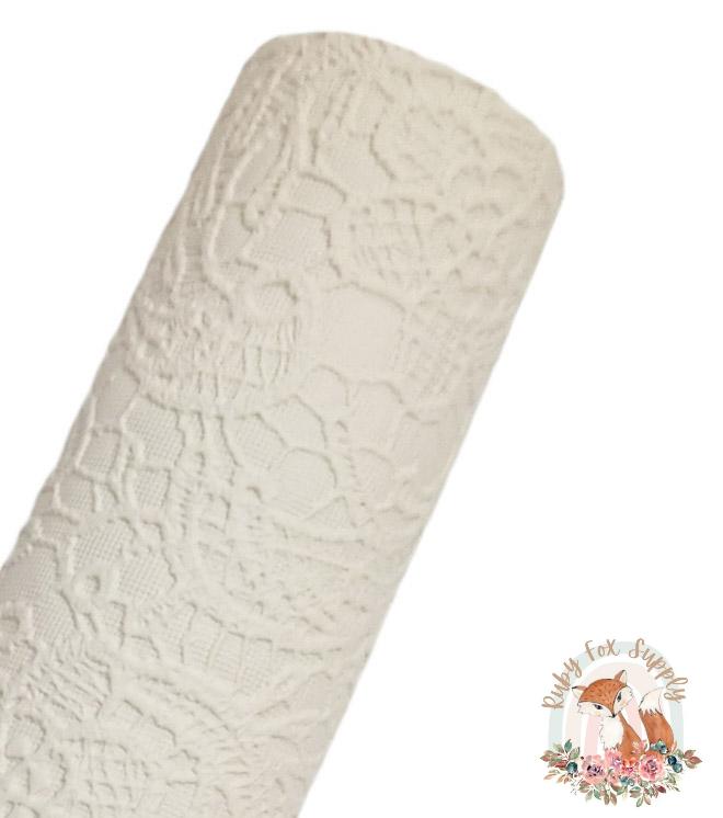 Ivory Butter Lace 9x12 faux leather sheet