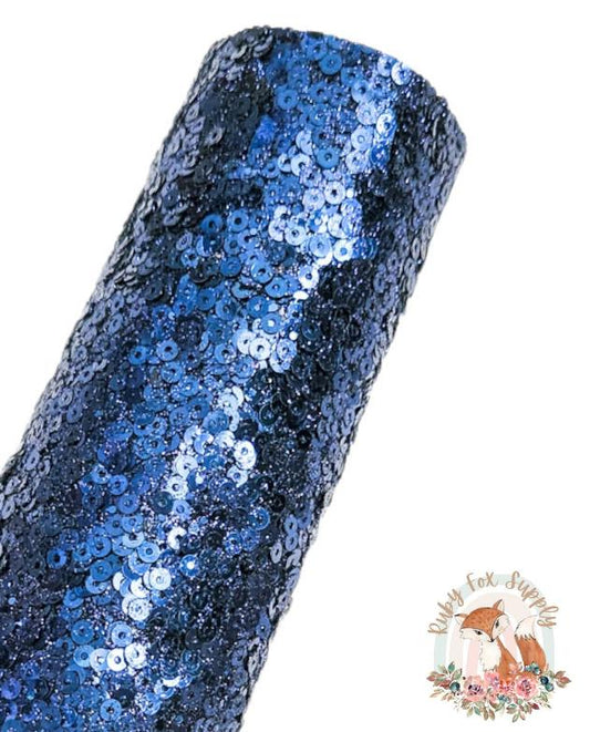 Blue Sequin Chunky Glitter 9x12 faux leather sheet