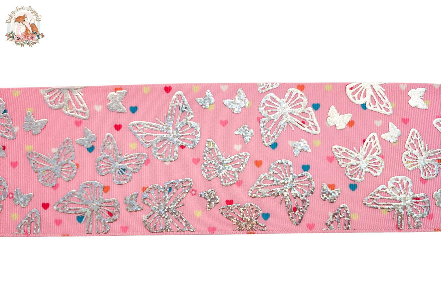 Pink Foil Butterfly 3" Ribbon