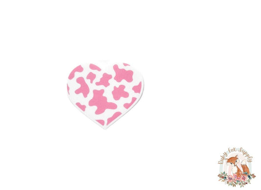 Pink Cow Print Heart Resin