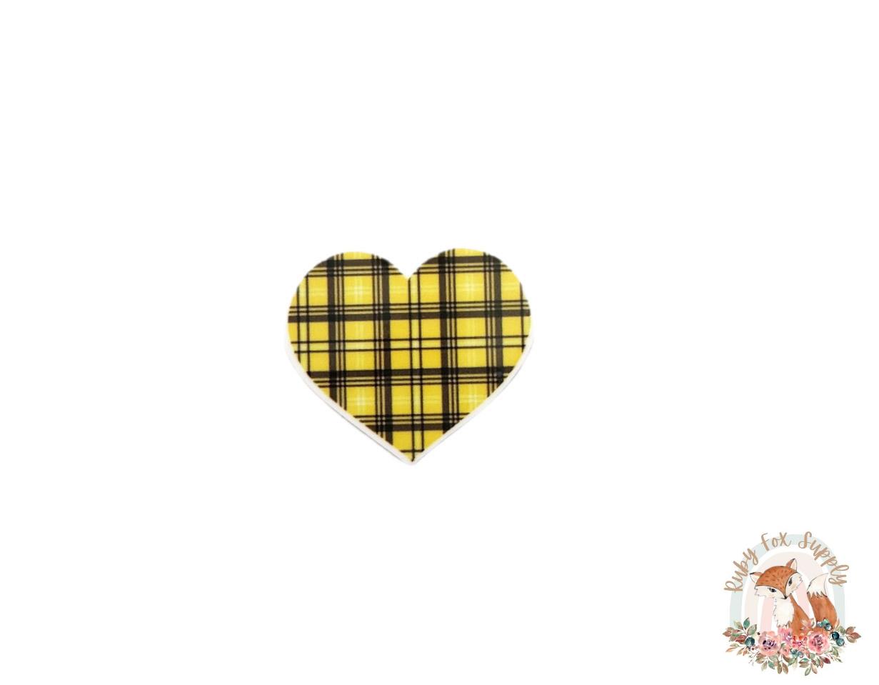 Yellow Plaid Heart Resin