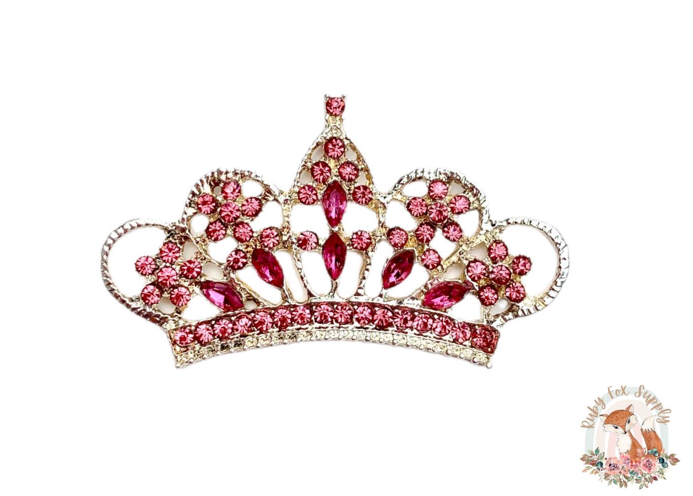 Pink Princess Crown Rhinestone - Flat Back