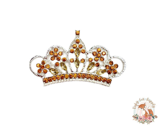 Orange Princess Crown Rhinestone - Flat Back