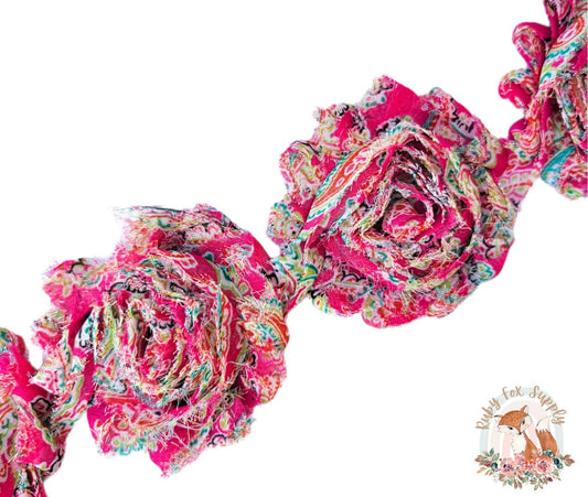 Pink Paisley Shabby Flower - 10 flowers