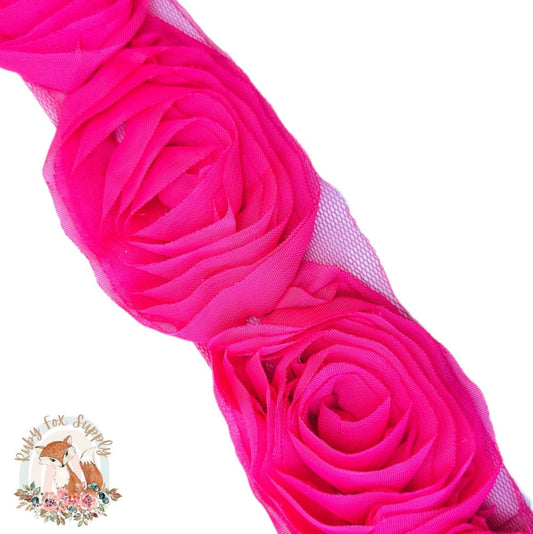 Dark Pink Swirl Chiffon Flower - 10 flowers