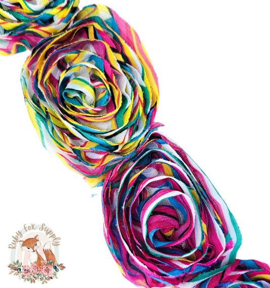 Tie Dye Swirl Chiffon Flower - 10 flowers