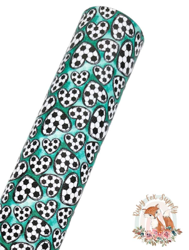 Soccer Hearts 9x12 faux leather sheet