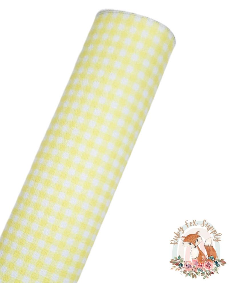 Yellow Gingham 9x12 faux leather sheet