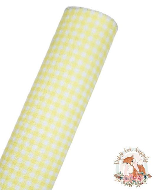 Yellow Gingham 9x12 faux leather sheet