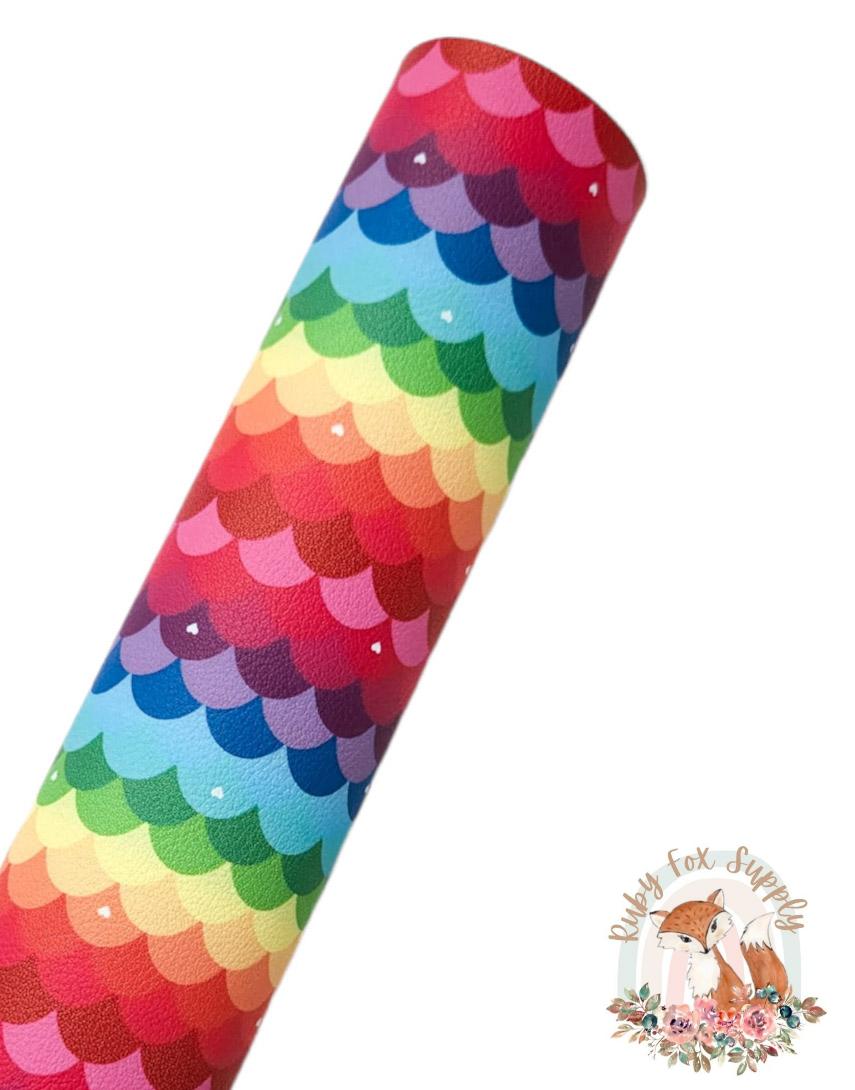Rainbow Mermaid Scales 9x12 faux leather sheet