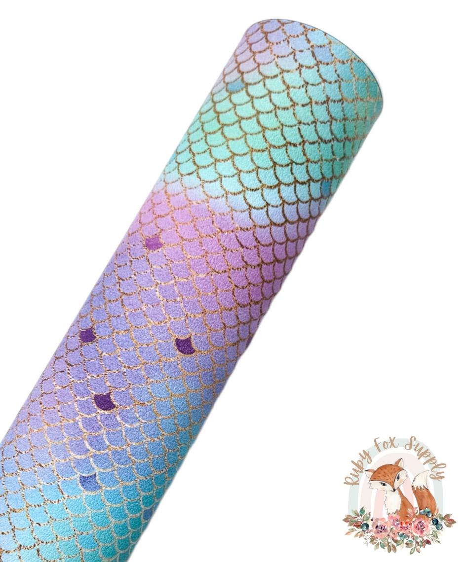 Pastel Tie Dye Mermaid Scales 9x12 faux leather sheet