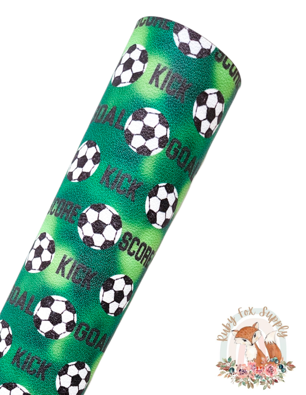 Green Soccer 9x12 faux leather sheet