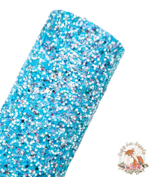 Aqua Confetti Chunky Glitter 9x12 faux leather sheet