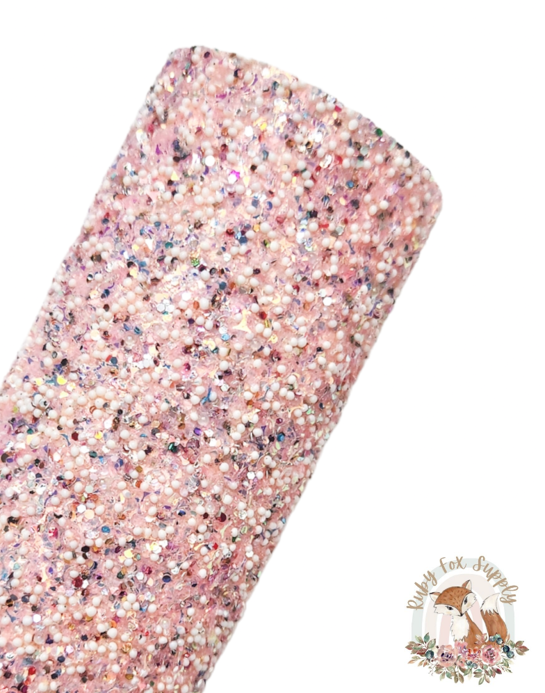 Light Pink Confetti Chunky Glitter 9x12 Faux Leather Sheet Rubyfoxsupply