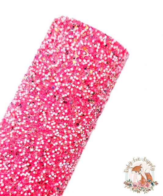 Dark Pink Confetti Chunky Glitter 9x12 faux leather sheet