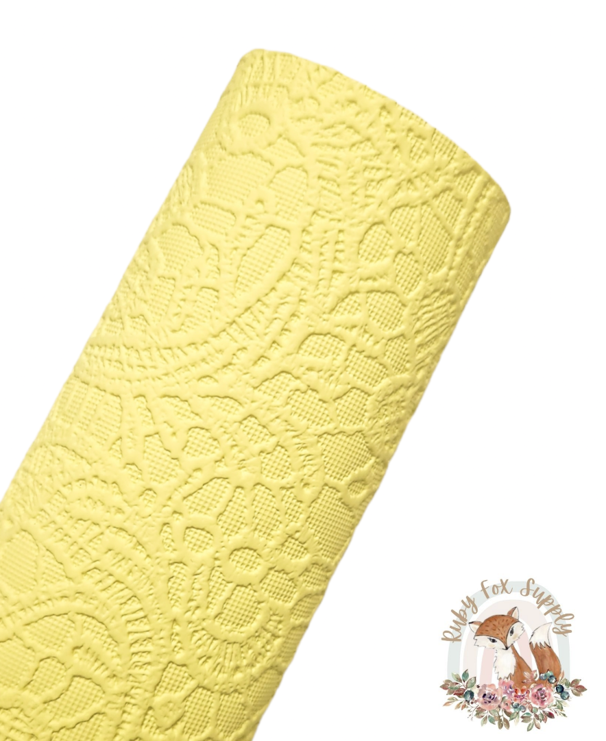 Bright Yellow Butter Lace 9x12 faux leather sheet