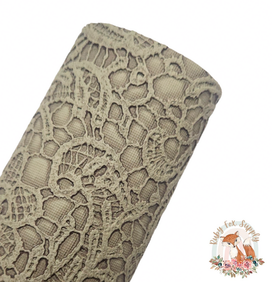 Olive Green Butter Lace 9x12 faux leather sheet