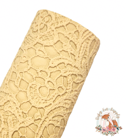 Light Yellow Butter Lace 9x12 faux leather sheet