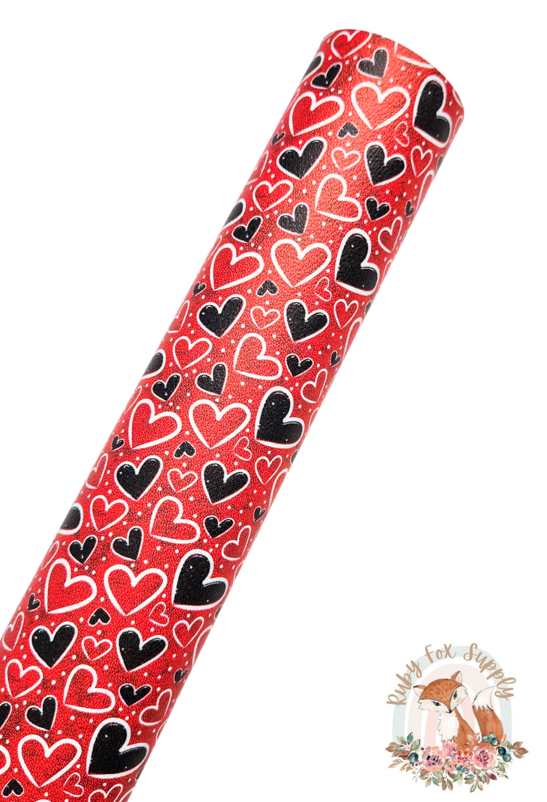Red and Black Hearts 9x12 faux leather sheet