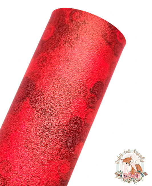 Red Swirls 9x12 faux leather sheet