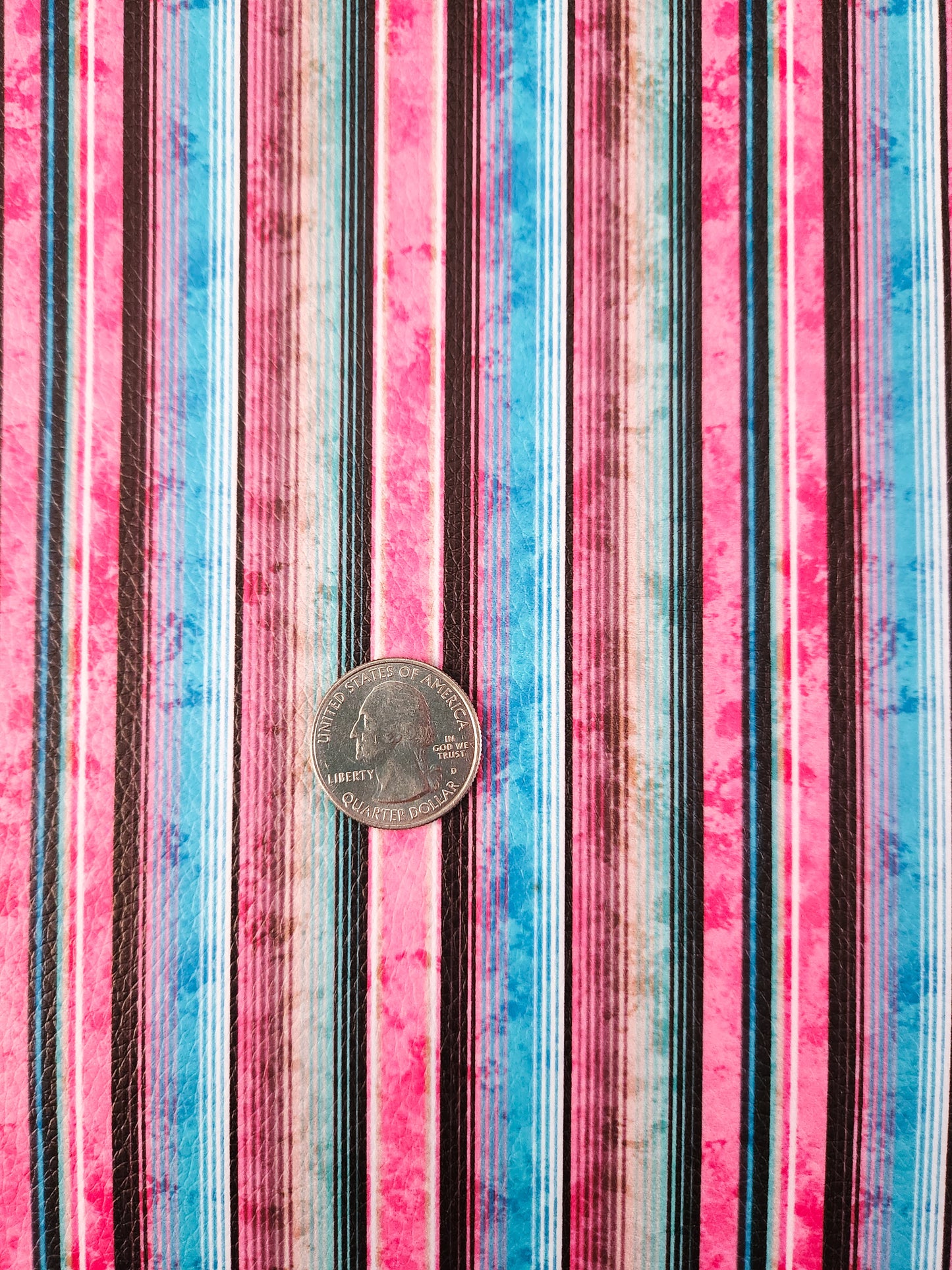 Blue Pink Western Stripes 9x12 faux leather sheet