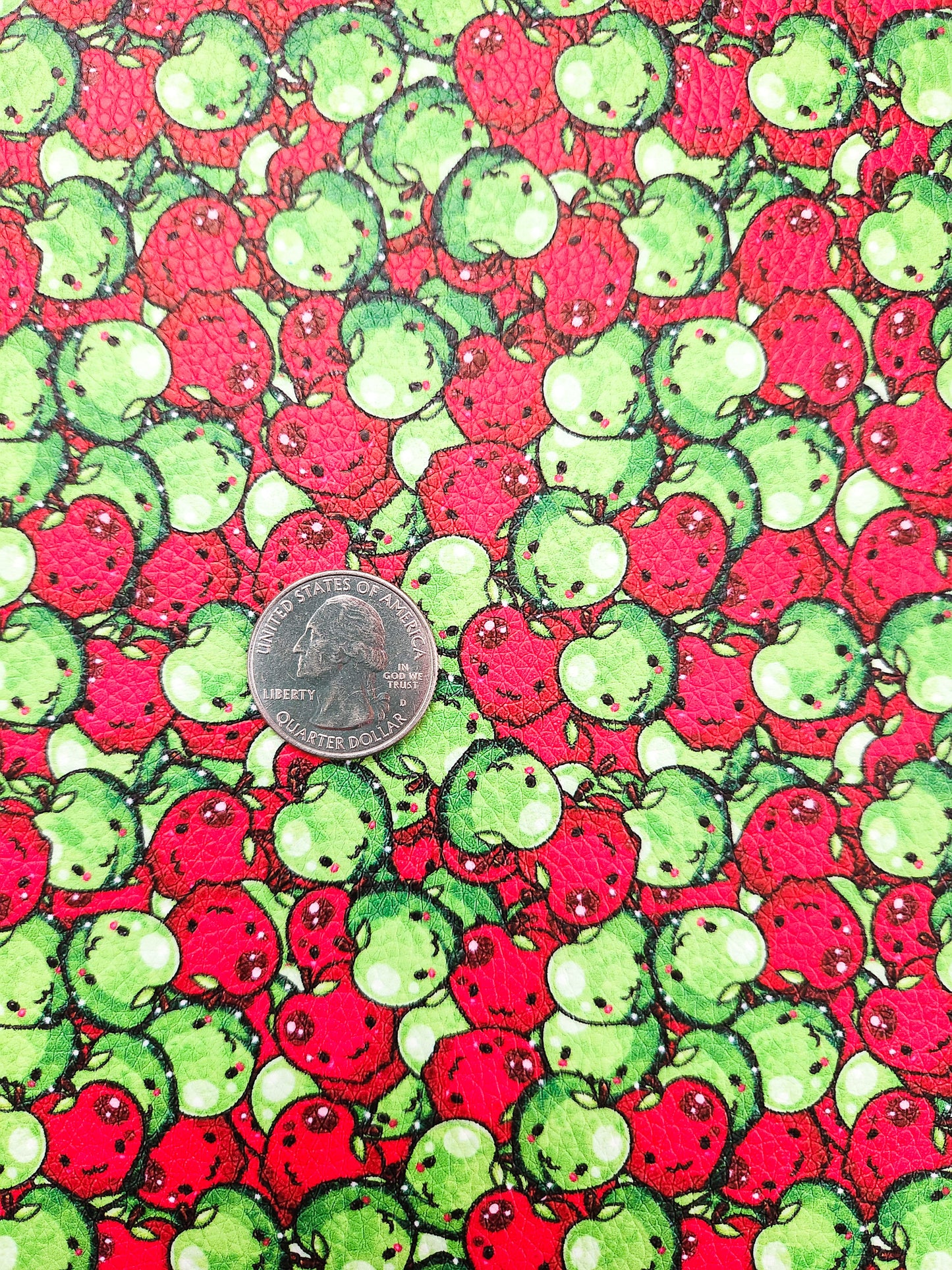 Smiling Apples 9x12 faux leather sheet