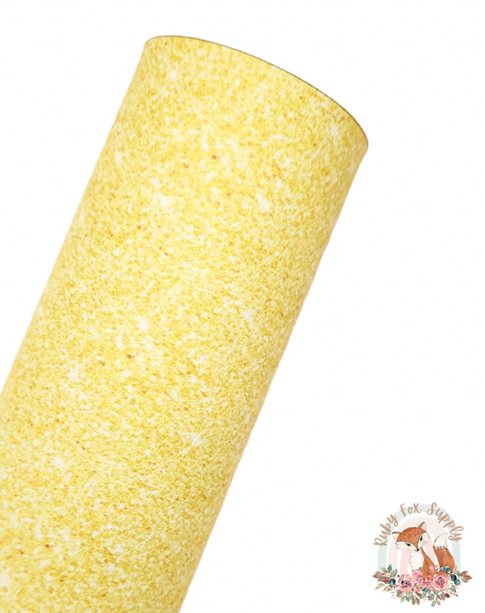 Yellow Faux Sparkly Glitter 9x12 faux leather sheet