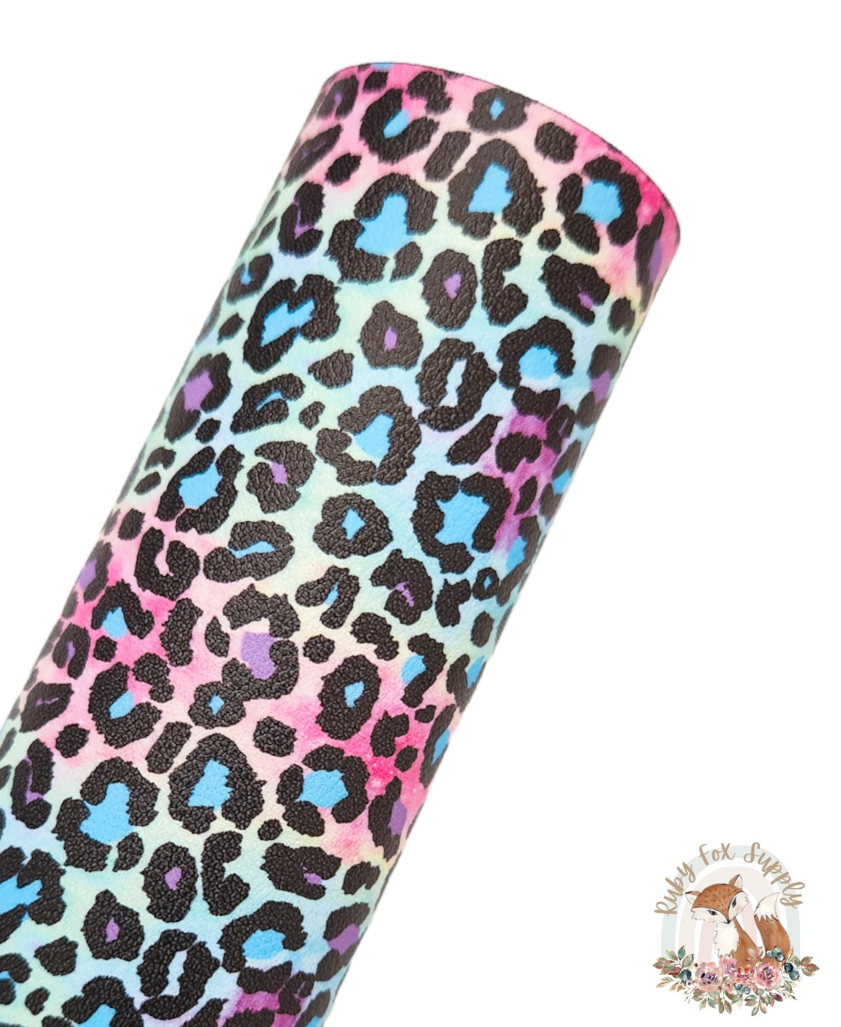 Cool Colorful Leopard Print 9x12 faux leather sheet