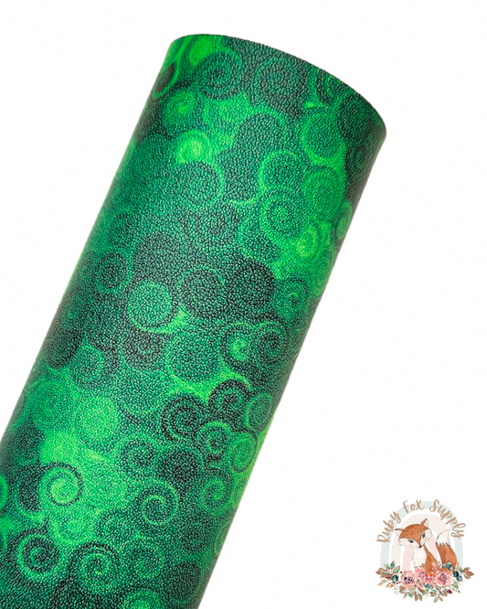 Green Swirls 9x12 faux leather sheet