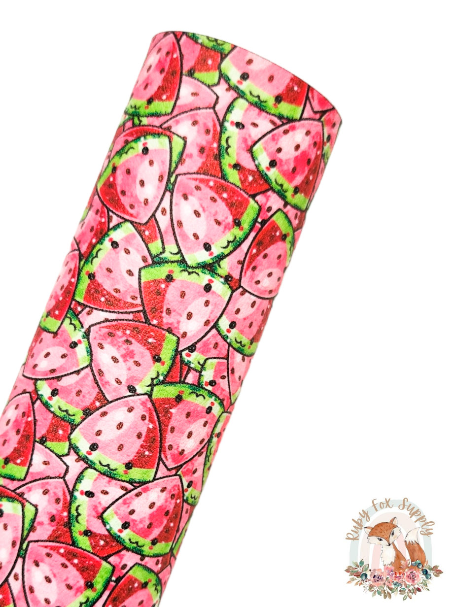 Smiling Watermelon 9x12 faux leather sheet