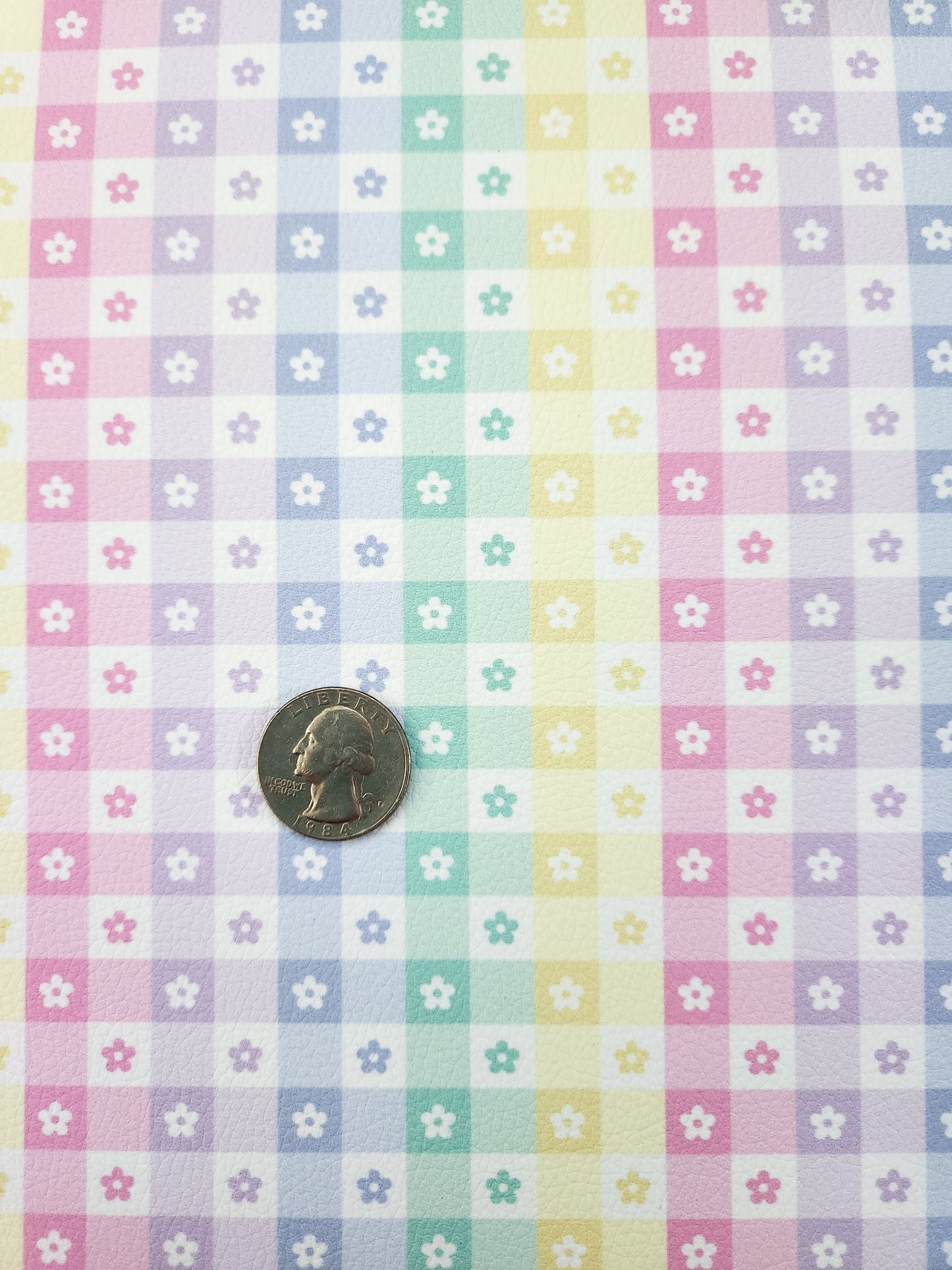 Pastel Floral Checkers 9x12 faux leather sheet