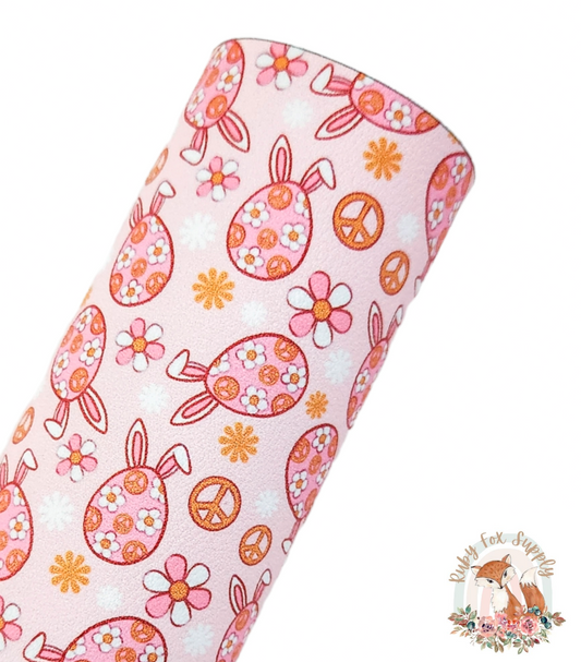 Groovy Bunny Eggs 9x12 faux leather sheet