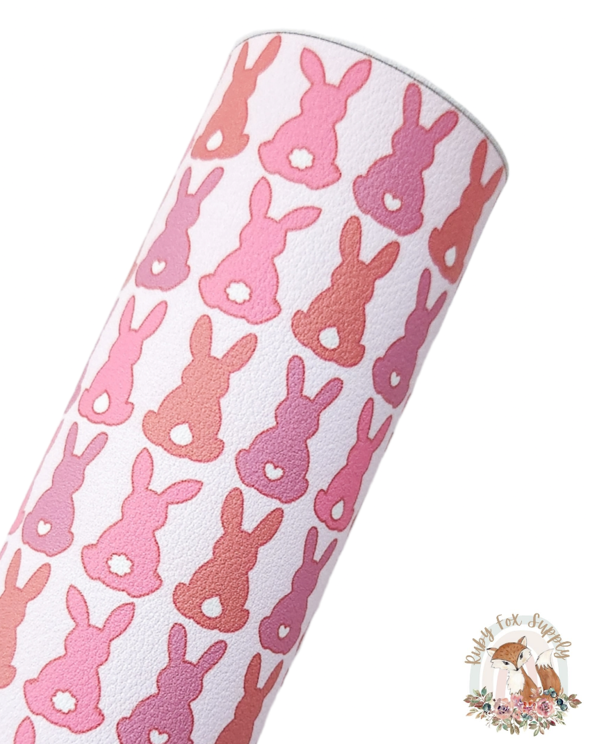 Pink Bunnies 9x12 faux leather sheet