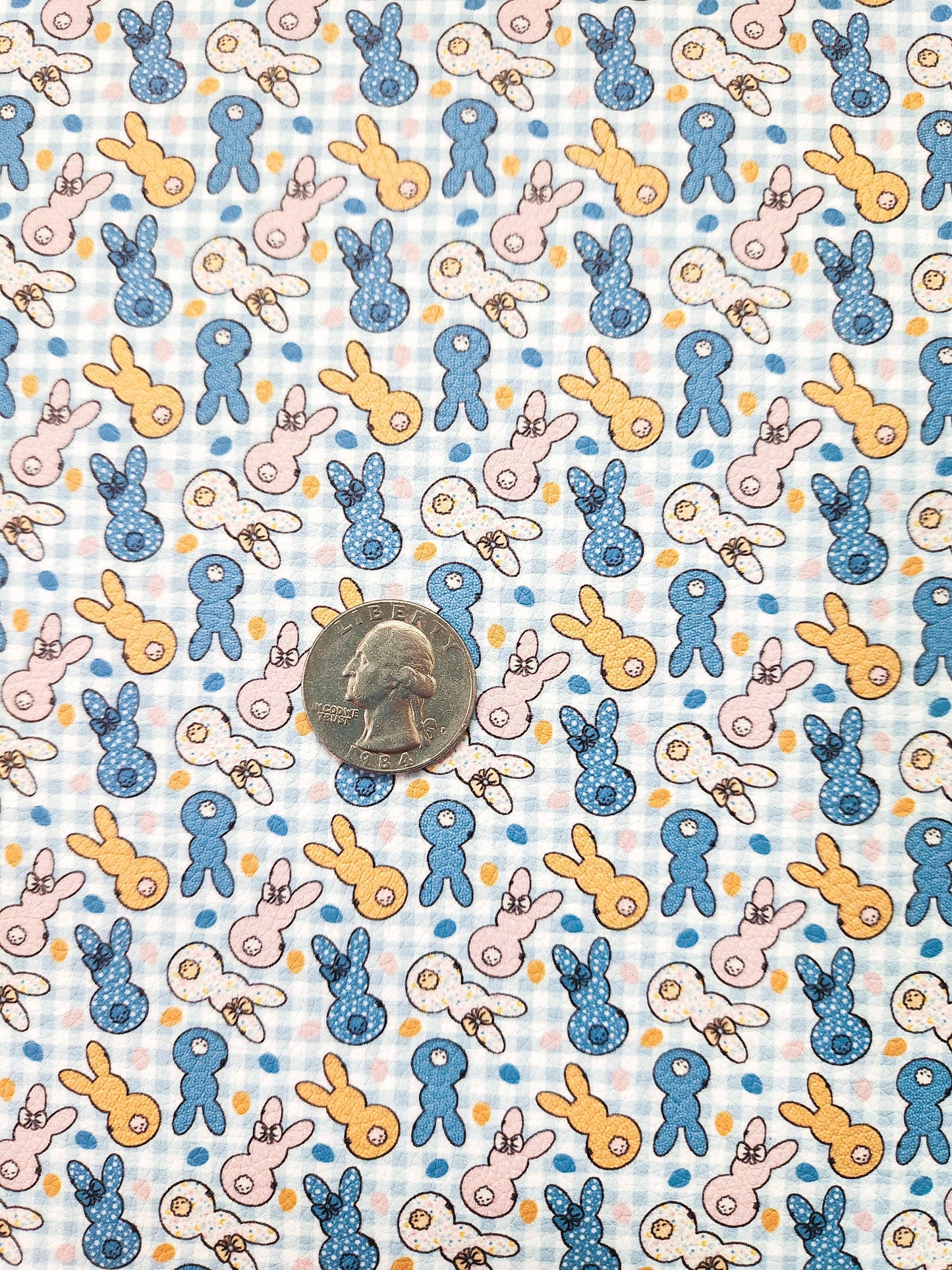 Blue and Yellow Bunnies 9x12 faux leather sheet