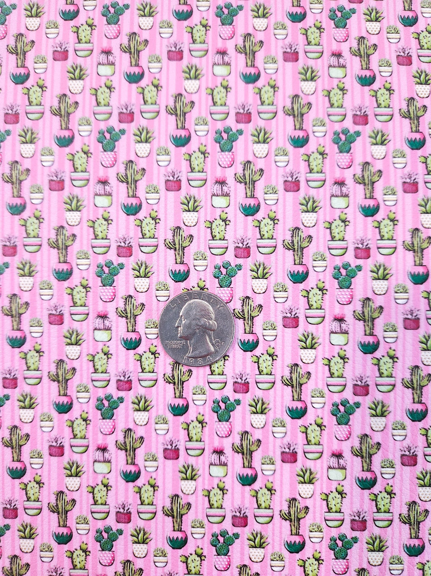 Pink Cactus faux leather sheet