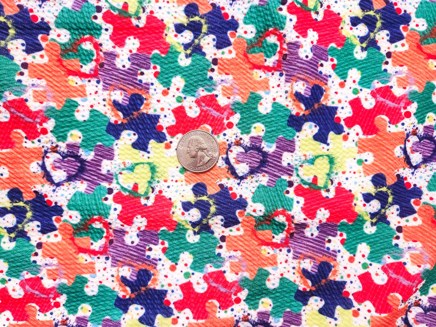Splatter Puzzle Pieces Fabric Strip