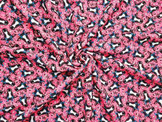 Pink Cow Fabric Strip