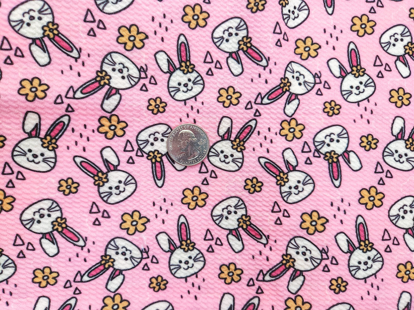 Pink Bunnies Fabric Strip