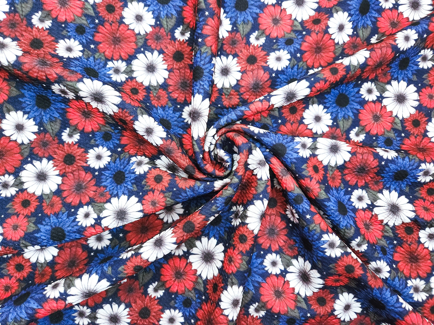 Patriotic Floral Fabric Strip