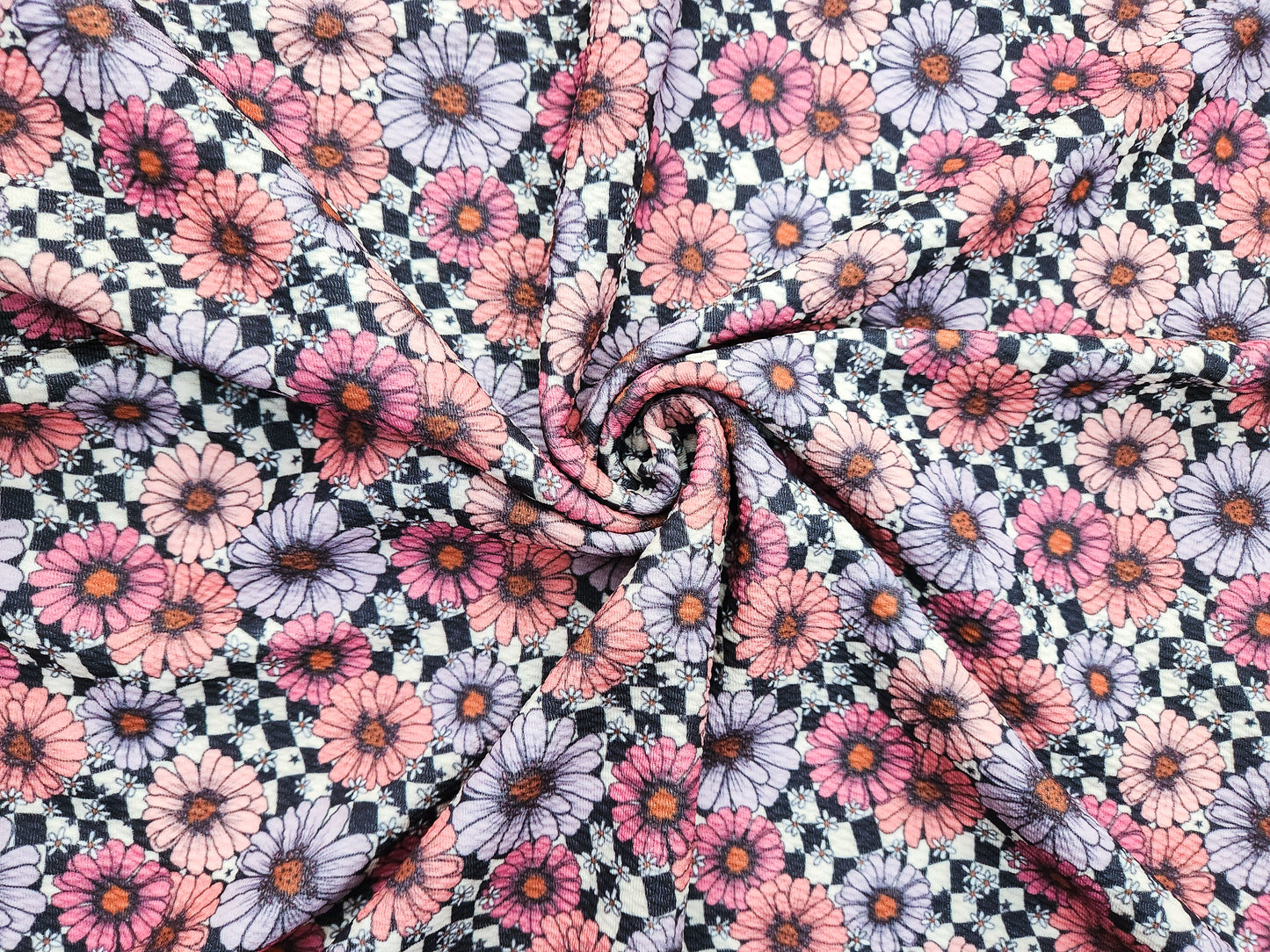 Checkered Floral Fabric Strip