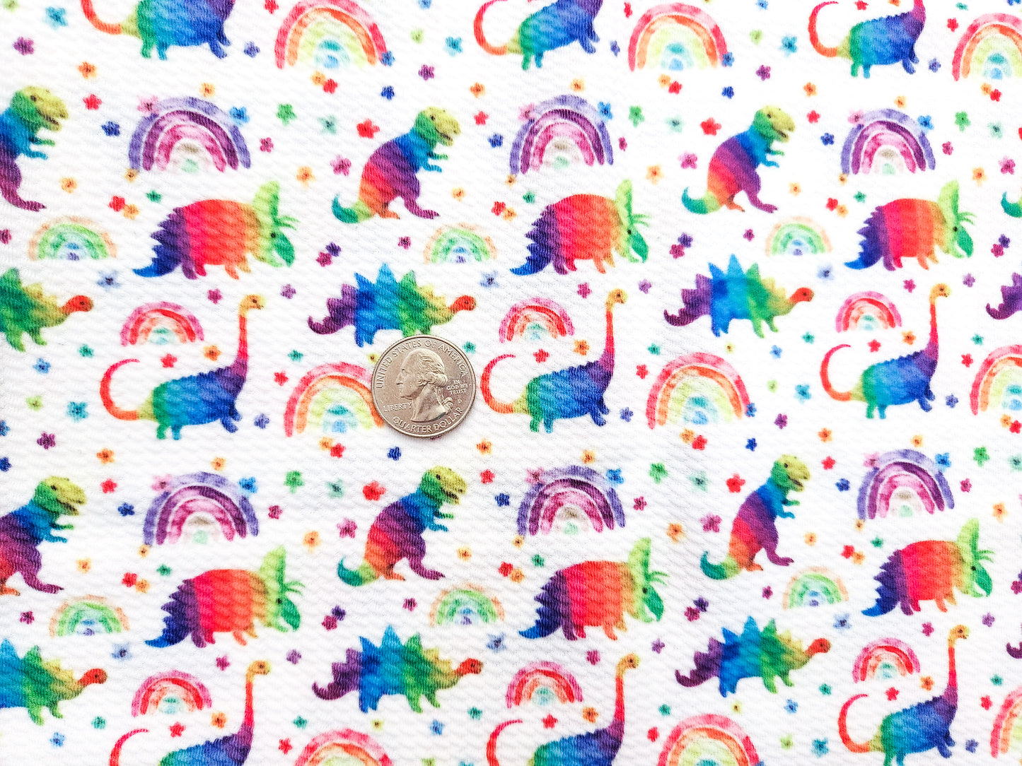 Rainbow Dinosaurs Fabric Strip