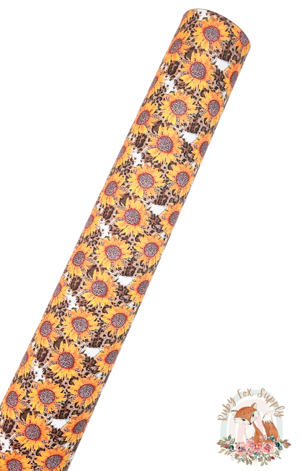 Sunflower Cheetah Print Brushstrokes 9x12 faux leather sheet