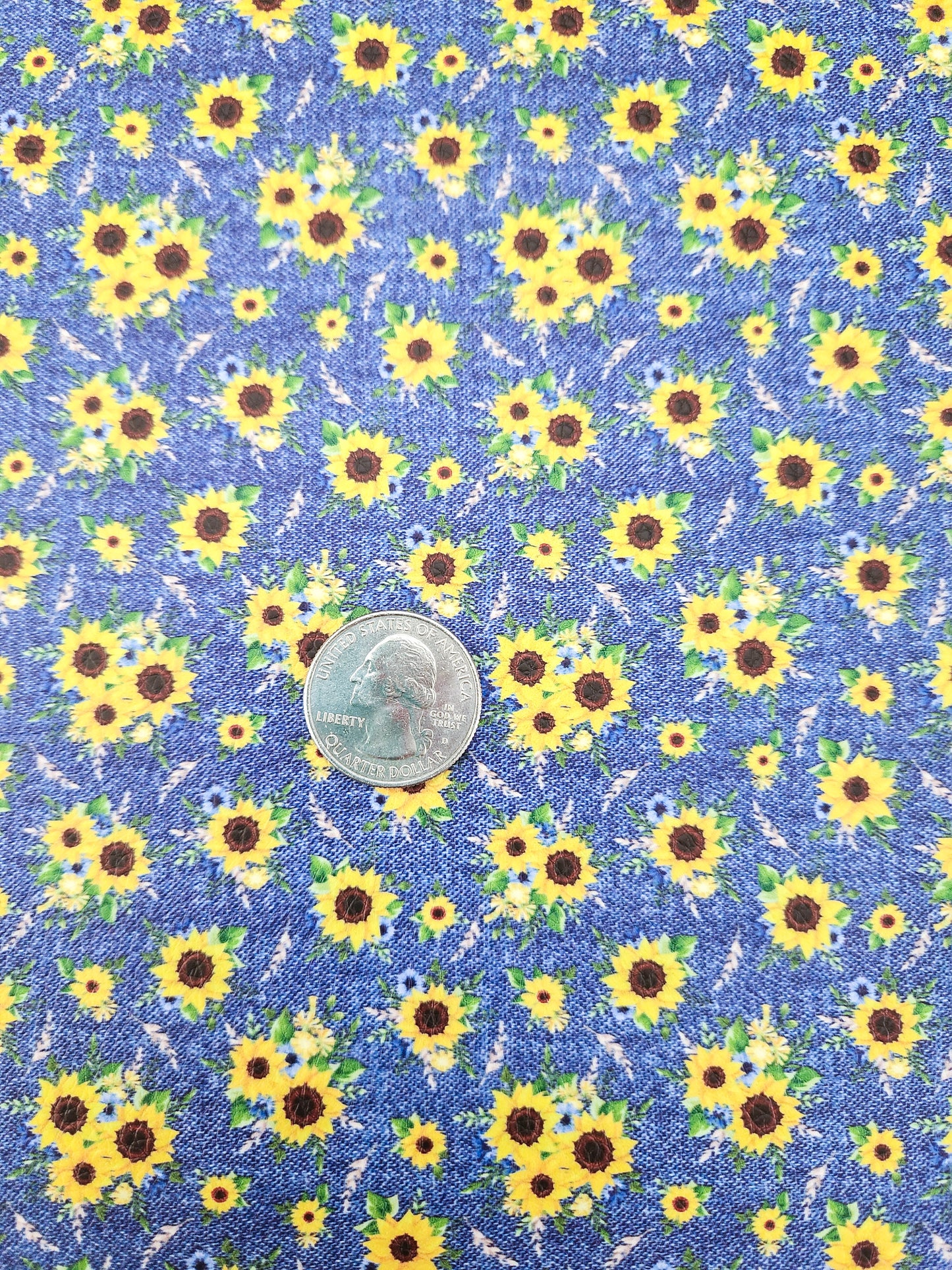 Denim Sunflowers 9x12 faux leather sheet