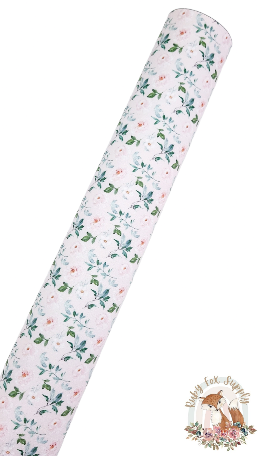 Soft Pink Floral 9x12 faux leather sheet