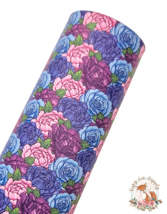 Jewel Tone Roses 9x12 faux leather sheet